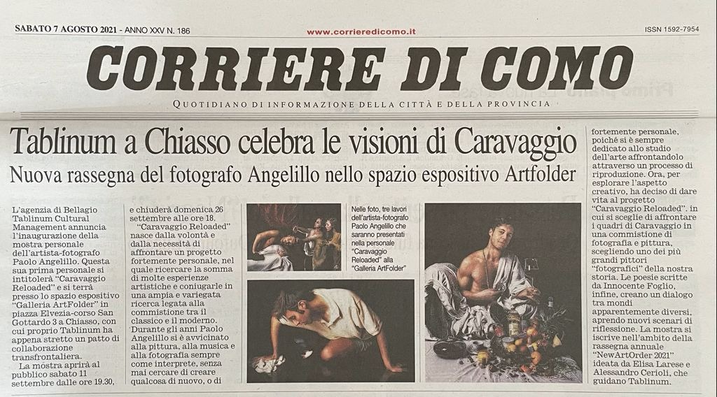 Corriere di Como - Tablinum a Chiasso celebra le visioni di Caravaggio